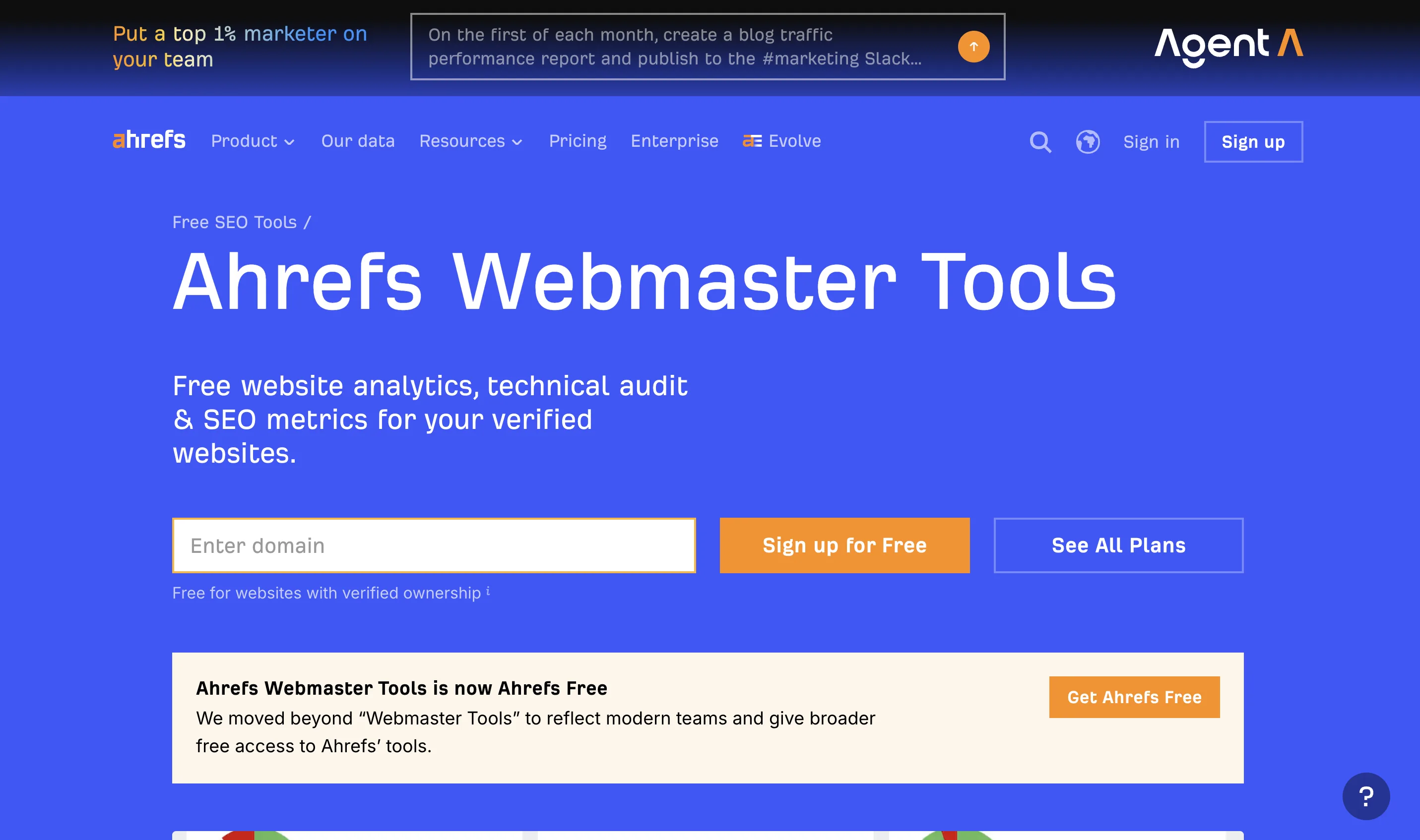 Bảng điều khiển kiểm tra lỗi kỹ thuật website miễn phí với Ahrefs Webmaster Tools