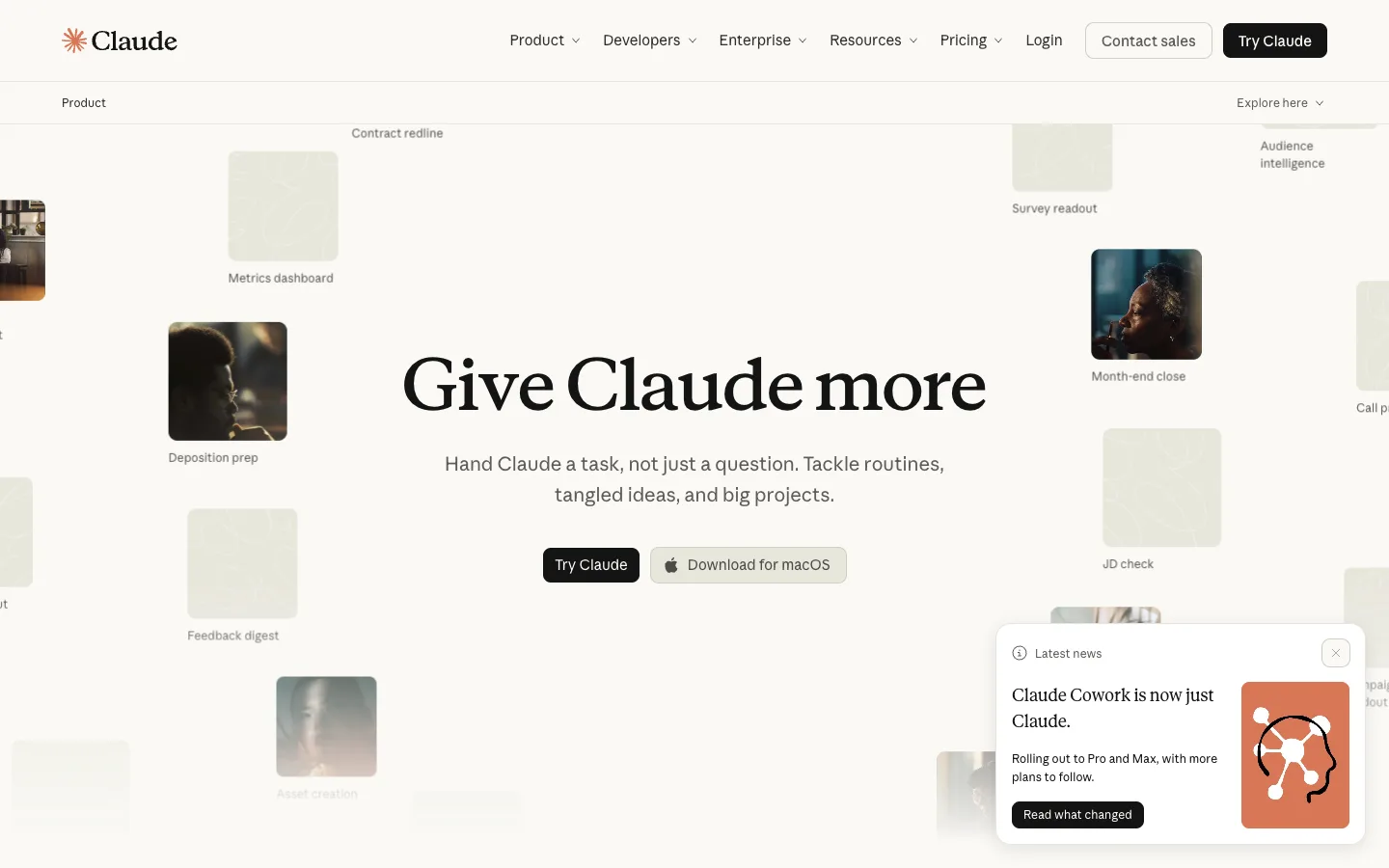 Trang giới thiệu sản phẩm Claude của Anthropic