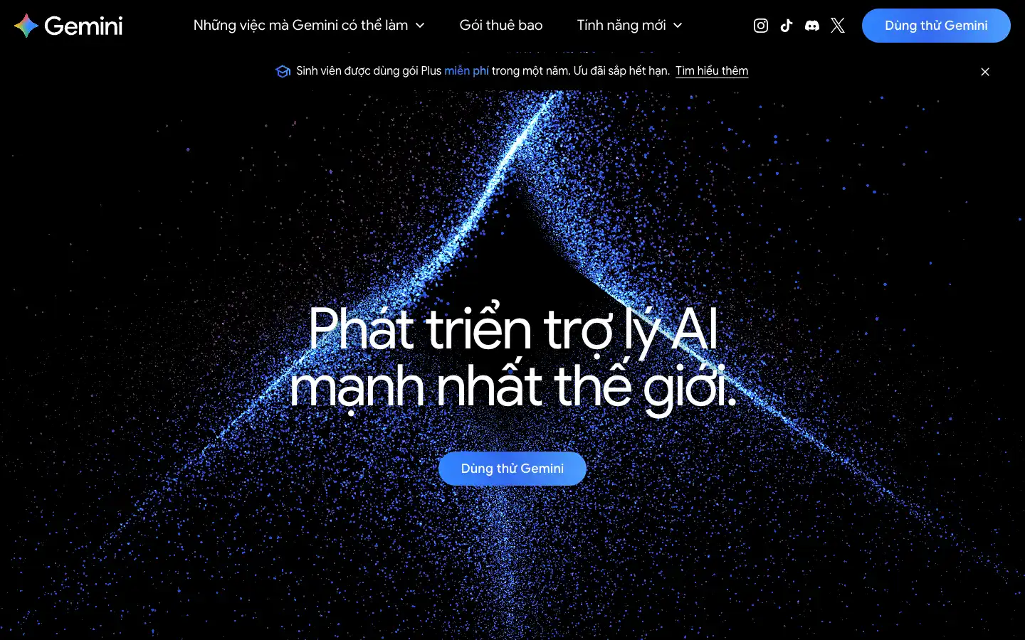 Trang giới thiệu Gemini của Google bản tiếng Việt