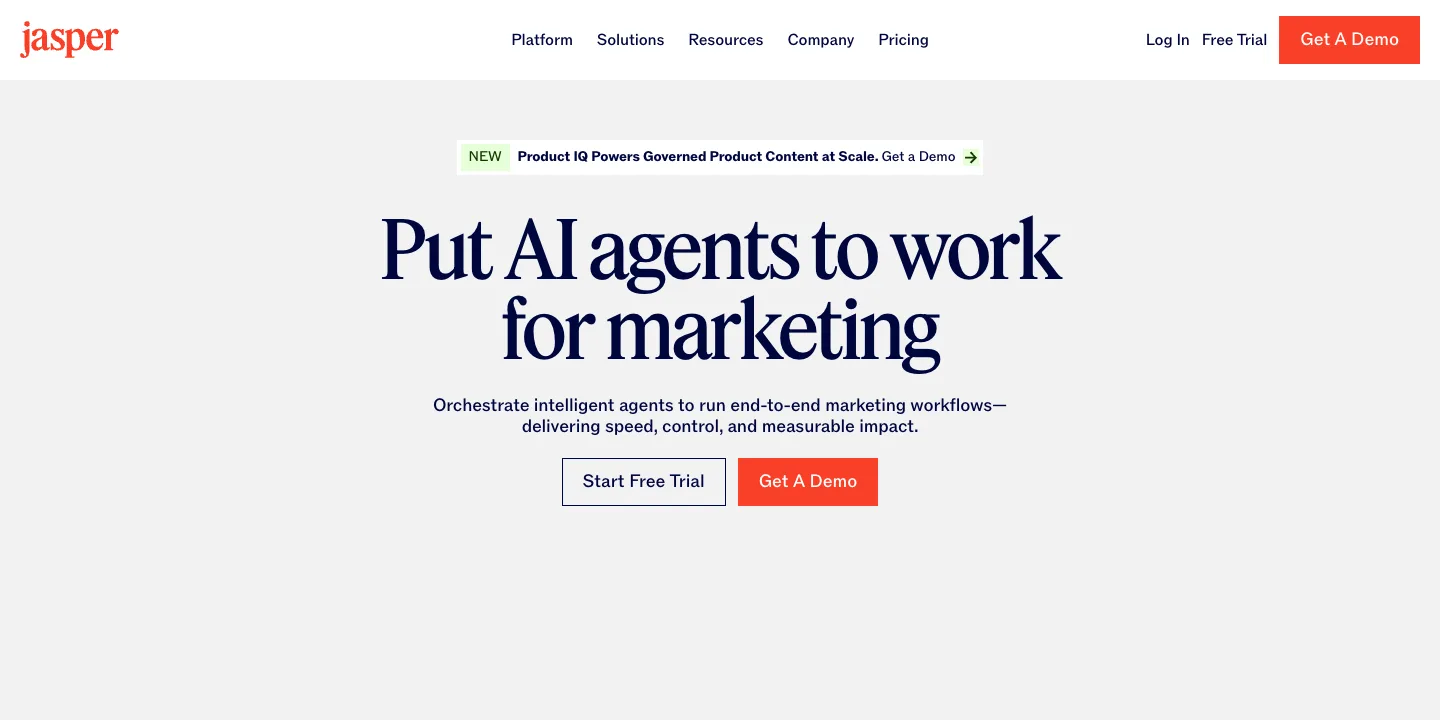 Trang chủ Jasper giới thiệu nền tảng AI agent cho marketing